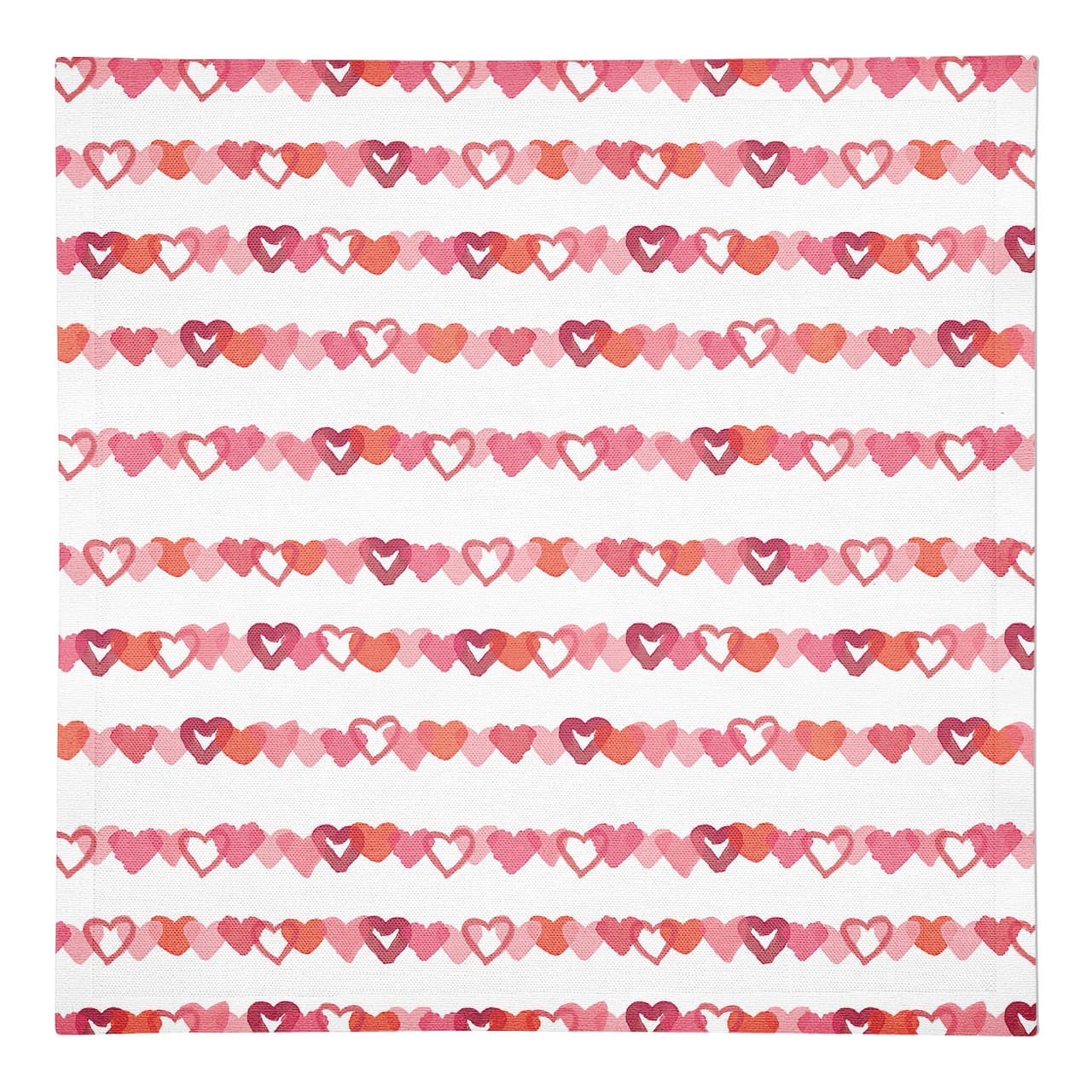 Watercolor Heart Stripes 10" x 10" Cotton Twill Napkin